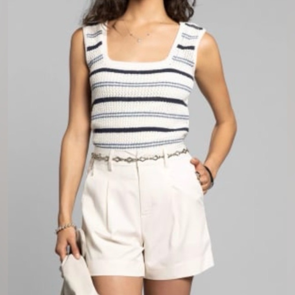 Weekend Los Angeles Maxie Sweater Knit Tank Coastal Stripe Navy Size S NWOT